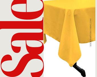 DK YELLOW -Polyester Poplin Washable Rectangular Tablecloth,Stain Wrinkle Resistant Table Cover Fabric Table Cloth Dinning, Kitchen,Party