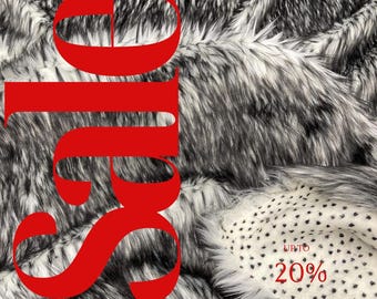 HUSKY - Tkanina z długim włosiem, sztuczne futro, cięte na wymiar, Husky Faux Fake 2 Tone Shaggy