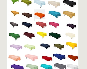 60" X 120" Polyester Poplin Washable Rectangular Tablecloth, Table Cover Fabric Table Cloth for Dinning, Kitchen,Party. Choose Color Below