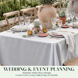 SATIN -  SILVER - Rectangular Table Cover Bright Tablecloth Smooth Fabric Table Decoration for Wedding Banquet Party Events,