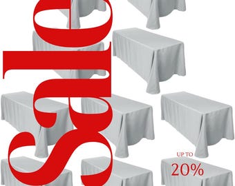 SILVER -  10 PACK - Polyester Poplin Washable Rectangular Tablecloth, Table Cover Fabric Table Cloth for Dinning, Kitchen, Party