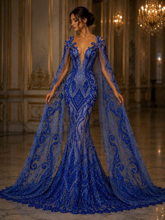royal blue feather dress Design Luxury Shiny Sequin - - 4 Way Stretch Mesh Fabric – Prom & Evening Material by the Yard Size:Xxl Stretch Satin Silhouette farmrio Elsa Hosk Black Strapless