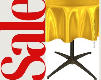 YELLOW - Bridal Satin Table Overlay, for Small Coffee Table -  Table Cover Fabric Table Cloth for Dinning, Kitchen, Party,Holiday