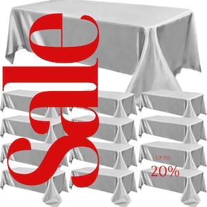SILVER - 12 PACK - Tablecloth Satin Tablecloth Wedding Rectangle Tablecloth Smooth Fabric Overlay Cover for Wedding Banquet Party Events