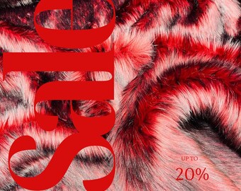 HUSKY - Tkanina z długim włosiem, sztuczne futro, cięte na wymiar, Husky Faux Fake 2 Tone Shaggy