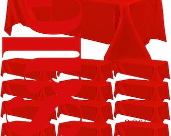 RED - 12 PACK - Tablecloth Satin Tablecloth Wedding Rectangle Tablecloth Smooth Fabric Overlay Cover for Wedding Banquet Party Events
