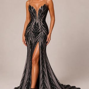 Blue and Gold Evening Dress - Etsy