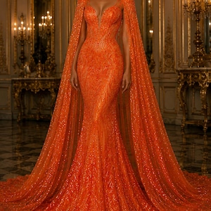 orange net dress for women Orange Net Hand Embroidered Gown Design by Kanchi Khurana Couture at  Pernia's Pop Up Shop 2026