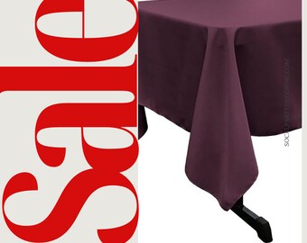 EGGPLANT  Polyester Poplin Washable Rectangular Tablecloth,Stain Wrinkle Resistant Table Cover Fabric Table Cloth for Dinning, Kitchen,Party
