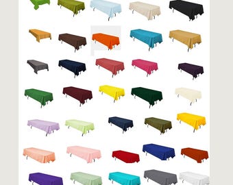 60" X 126" Polyester Poplin Washable Rectangular Tablecloth, Table Cover Fabric Table Cloth for Dinning, Kitchen,Party. Choose Color Below