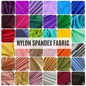 Shiny Nylon Spandex Fabric by Yard | 4-Way Stretch Lycra Knit | 60&quot; Wide | Stretch Fabric for Dance wear, Costumes, Swimwear & Active wear
