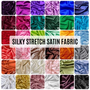 Silky Stretch Satin Fabric by the Yard, Premium Quality Stretch Charmeuse Fabric for Wedding Gowns, Bridesmaid Dresses.