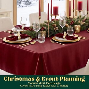 SATIN -  BURGUNDY - Rectangular Table Cover Bright Tablecloth Smooth Fabric Table Decoration for Wedding Banquet Party Events,