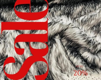 HUSKY - Tkanina z długim włosiem, sztuczne futro, cięte na wymiar, Husky Faux Fake 2 Tone Shaggy