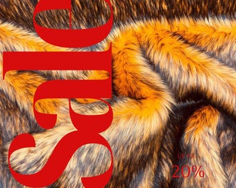 HUSKY - Tkanina z długim włosiem, sztuczne futro, cięte na wymiar, Husky Faux Fake 2 Tone Shaggy