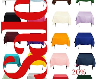 Wasbaar vierkant tafelkleed polyester popeline, vierkante tafelhoes stoffen tafelkleed vierkant voor dineren, keuken, feest. 30 kleuren beschikbaar