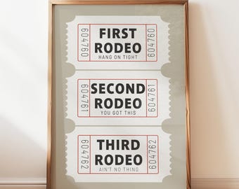 First Rodeo Ticket Stub Wall Art, Beige Trendy Dorm Decor, Western Boho Rodeo Poster, Retro Cream Aesthetic Nursery Print, Digital Download