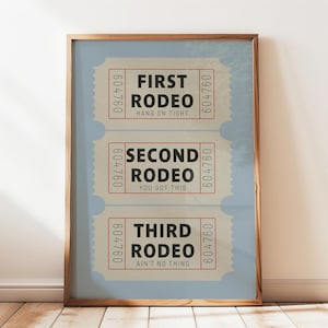 Erste Rodeo Ticket Stub Wand Kunst, trendige Wohnheim Dekor, Western Boho Rodeo Poster, Retro Cream ästhetischen Kinderzimmer Druck, digitaler Download