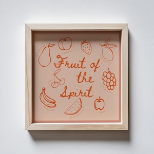 Fruit of the Spirit Digital Print, Retro Christian Wall Art, Scripture Poster, Doodle Bible Print, God Art Fruit Wall Art, Galatians 5:22