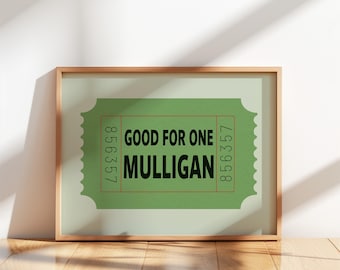 Golf humor digitale print, vintage golf print schattige golf poster, cadeau voor golfliefhebber, Mulligan poster ticket stomp print, decor golf kinderkamer