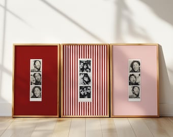 Set of 3 Custom Photo Booth Template, Galentines Day Favor, Custom Matting, Engagement Gift Editable Canva Template Digital Download