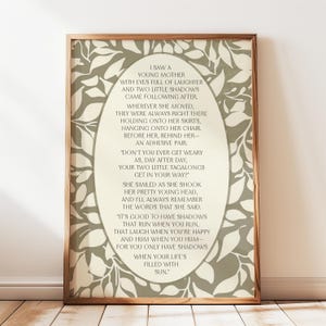 Zwei kleine Schatten Gedicht Digitaldruck, Gedicht für Mütter, Mutterschaft Zitate, Muttertagsgeschenk, Kinderzimmer Gedicht Druck, Babypartygedicht