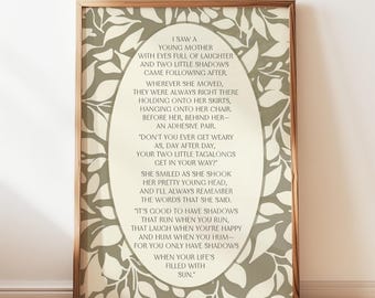 Two Little Shadows Poem Digital Print, Poem For Mothers, Motherhood Quotes, Mother's Day Present, Nursery Poem Print, Baby Shower Poem