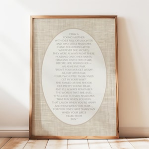 Two Little Shadows Poem Digital Print, Poem For Mothers, Motherhood Quotes, Mother&#39;s Day Present, Nursery Poem Print, Baby Shower Poem