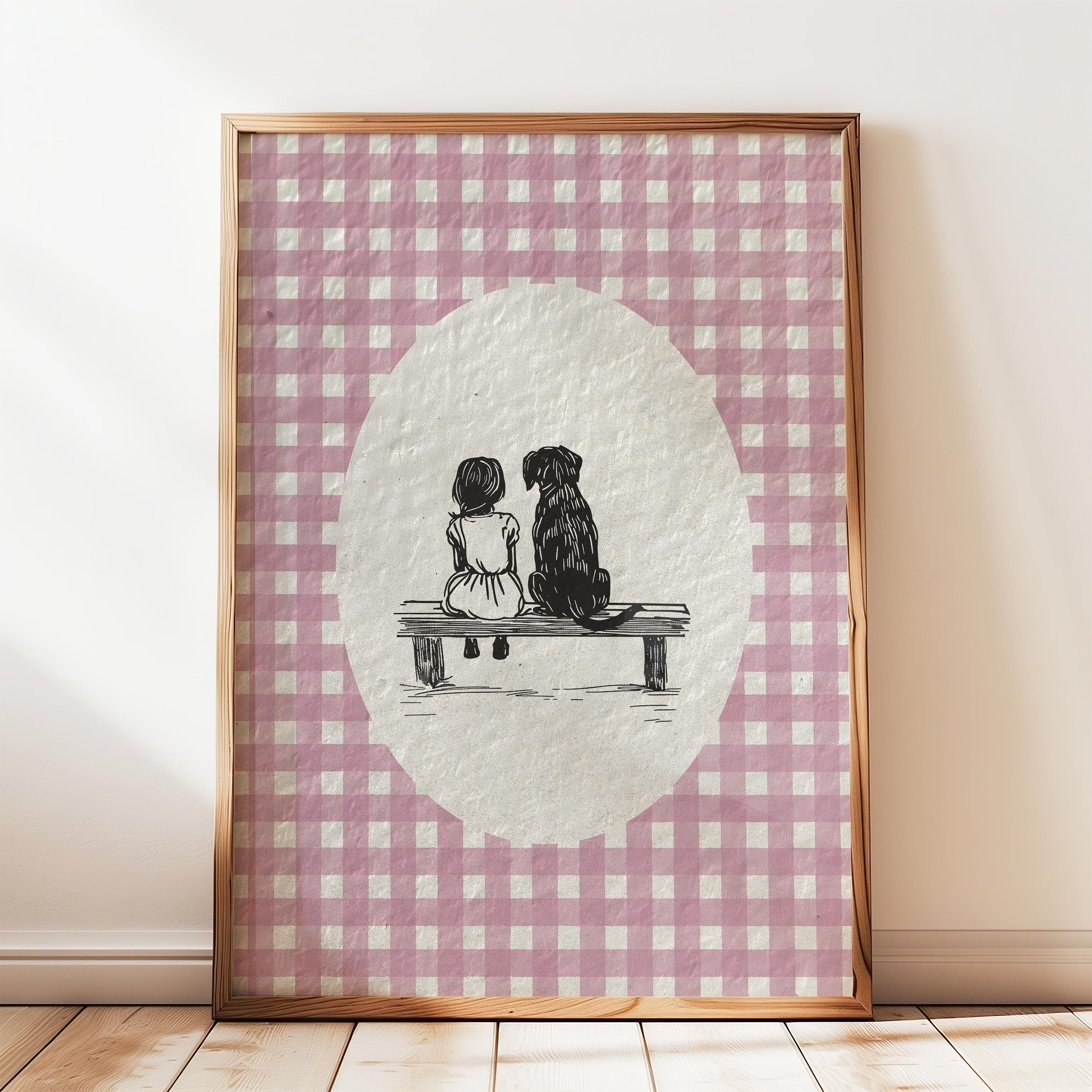 Vintage Little Girl and Dog Print - Etsy
