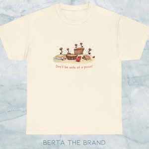 Camiseta gráfica de piquenique de formigas, camiseta png engraçada, camiseta meme viral, estética fofa e bugful, para professor, desenho de formigas em aquarela