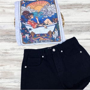 Camiseta de la Carta del Tarot de la Suma Sacerdotisa, divertida camiseta de cannabis 420, camiseta de mujer fumadora de marihuana y bruja, camiseta de la Carta del Tarot, espiritual
