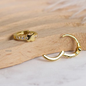 Dainty Huggie Earrings - Small Hoop Earrings - Tiny Huggie Earrings -Minimalist Earrings - Gold Hoop Earrings - Clicker Ring Hoop Earrings
