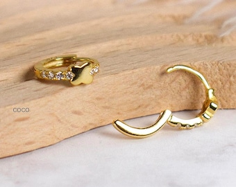 Dainty Huggie Earrings - Small Hoop Earrings - Tiny Huggie Earrings -Minimalist Earrings - Gold Hoop Earrings - Clicker Ring Hoop Earrings