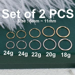 2 PCS Gold Nose Hoop - Tiny Nose Ring Hoop- 925 Silver or Rose Gold Nose Hoop Rings -Nose Piercing Ring - 24g 22g 20g 18g Nose Hoops Gold