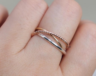Gold Cross Ring Spinner -Fidget Ring Interlocking Ring Spinner Ring Gold Ring -Meditation Ring for women - Gift for Her Dainty Gold Ring