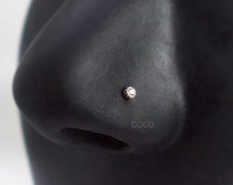 2mm Sterling Silver Nose Ring -20G Silver Nose Stud -Tiny Gold Nose Ring - L-Shape Nose Stud - Diamond Small Nose Stud - Tiny Nose Stud