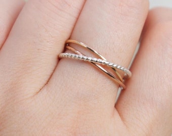 Fidget Ring Spinne Ring for women -Rolling stacking Ring - Fidget Rings- Interlocking Ring Dainty Gold Ring- stackable Ring