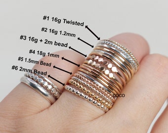 14K Gold Stacking Rings -Bead Ring Stacking Ring- Dainty Stacking Rings-Silver Stacking Rings Set- Gold Band Ring Personalized -Twisted ring