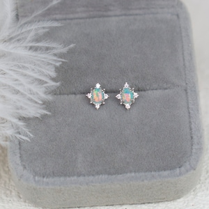 Silver Opal Stud earrings - Opal Earrings - Gold Opal Earrings - Tiny Stud Earrings - Minimalist earrings - Dainty Gemstone Earrings
