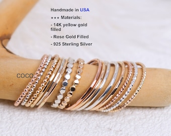 14K Gold Stacking Rings ~ Silver Stacking Rings~ Bead Ring Stacking Ring Set Gold Band Ring Personalized Dainty Stacking Rings ~Twisted ring