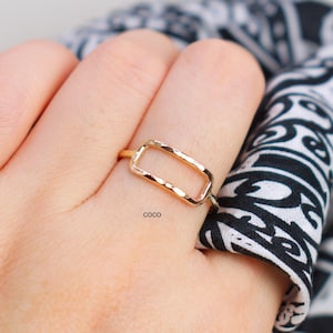Rectangle Ring - Simple Open Ring - Open Rectangle Ring - Long Modern Ring - Rose Gold Ring - Open Rectangle Jewelry - Silver Geometric Ring