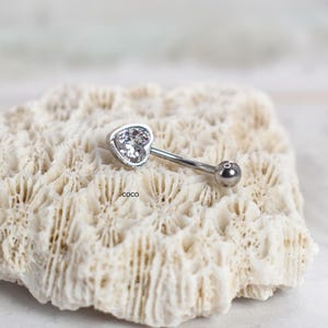 16G Stainless steel belly button ring -belly ring crystal - Heart Belly Ring - CZ Belly dance jewelry- Body Jewelry - Gift LOVE belly ring