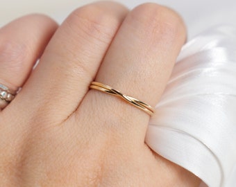 Gold Double Ring - Double Band Minimalist Ring - Silver and Rose Gold Double Ring For women -Simple Design- stackable Ring -Dainty Ring Gold