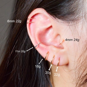 14K Gold Hoop Earrings -925 Silver or Rose Gold Hoop Errings 7mm -Nose Piercing Ring - 24g 22g 20g 18g Nose Hoops Gold- Tiny Nose Ring Hoop