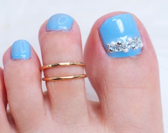 14k Gold Toe Ring - Toe Ring Set -Adjustable Gold Filled Toe Ring - Minimalist Jewelry - Polished Gold Toe Ring-  Silver Toe Ring or women
