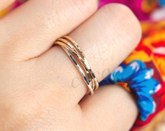 14k Gold Filled Stacking Ring – Interlocking Spinner Band, Handmade California Jewelry