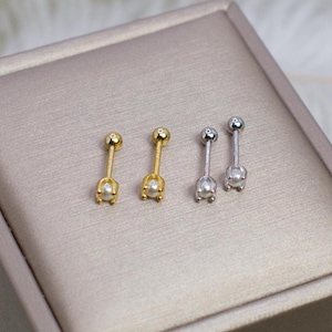 Cartilage Stud Earring 20g -Pearl Screw Back Stud Gold - Gold Pearl Earring Sterling Silver Pearl Stud - Tragus - Cartilage Helix Minimalist