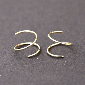 Gold Huggie hoop Earrings- Double Hoop Twist Earrings -14K Gold Filled Hoop Earrings- Helix Earring- Cartilage Tragus Earrings- Piercing