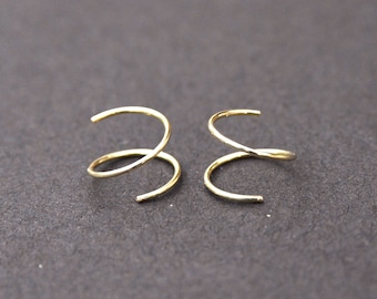 Gold Huggie hoop Earrings- Double Hoop Twist Earrings -14K Gold Filled Hoop Earrings- Helix Earring- Cartilage Tragus Earrings- Piercing