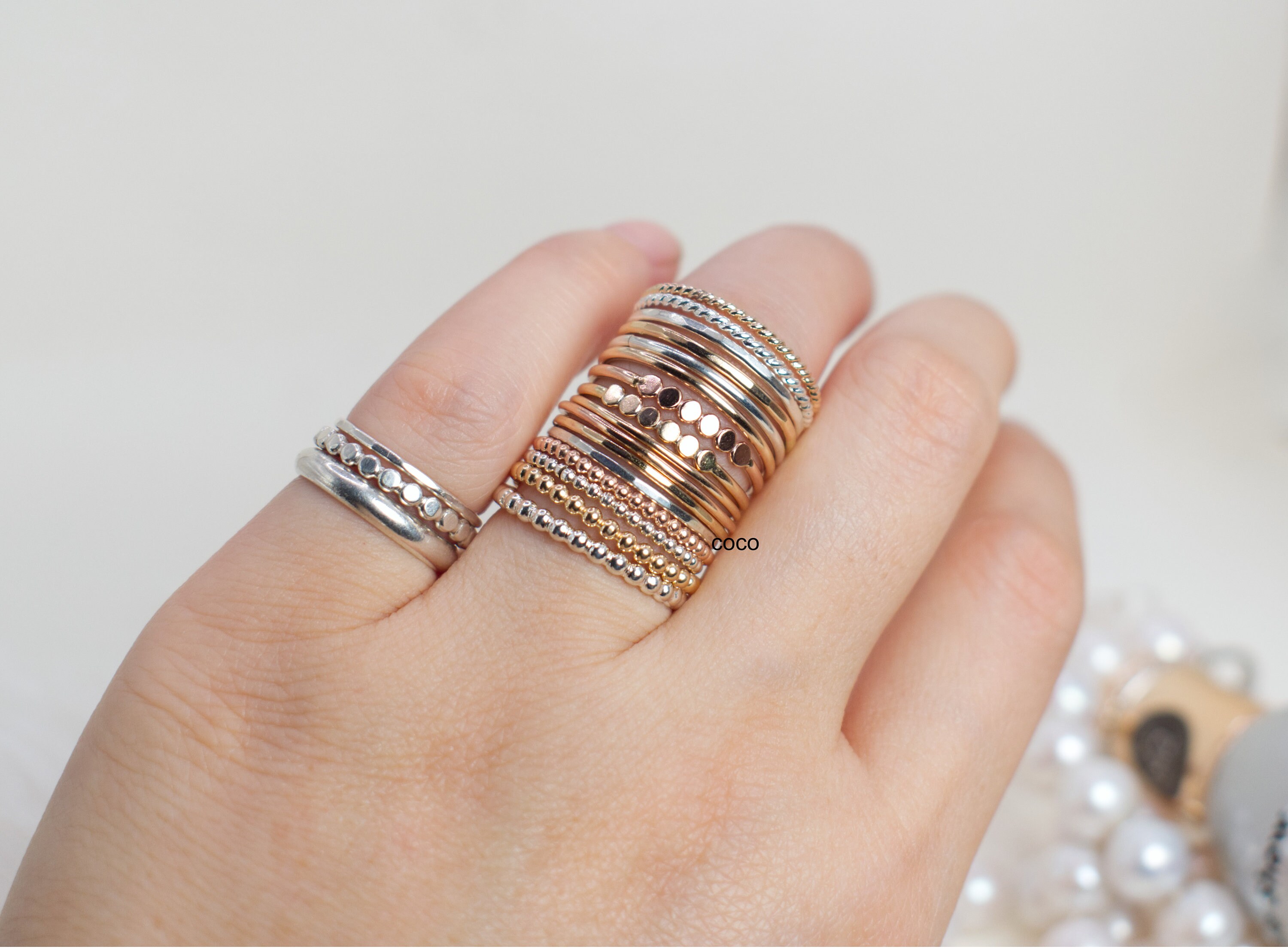 14K Gold Stacking Rings -bead Ring Stacking Ring- Dainty Stacking Rings ...